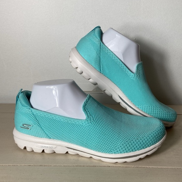 Skechers GoWalk Classic Washable Knit Slip On Shoes Aqua 8.5 - Picture 2 of 14